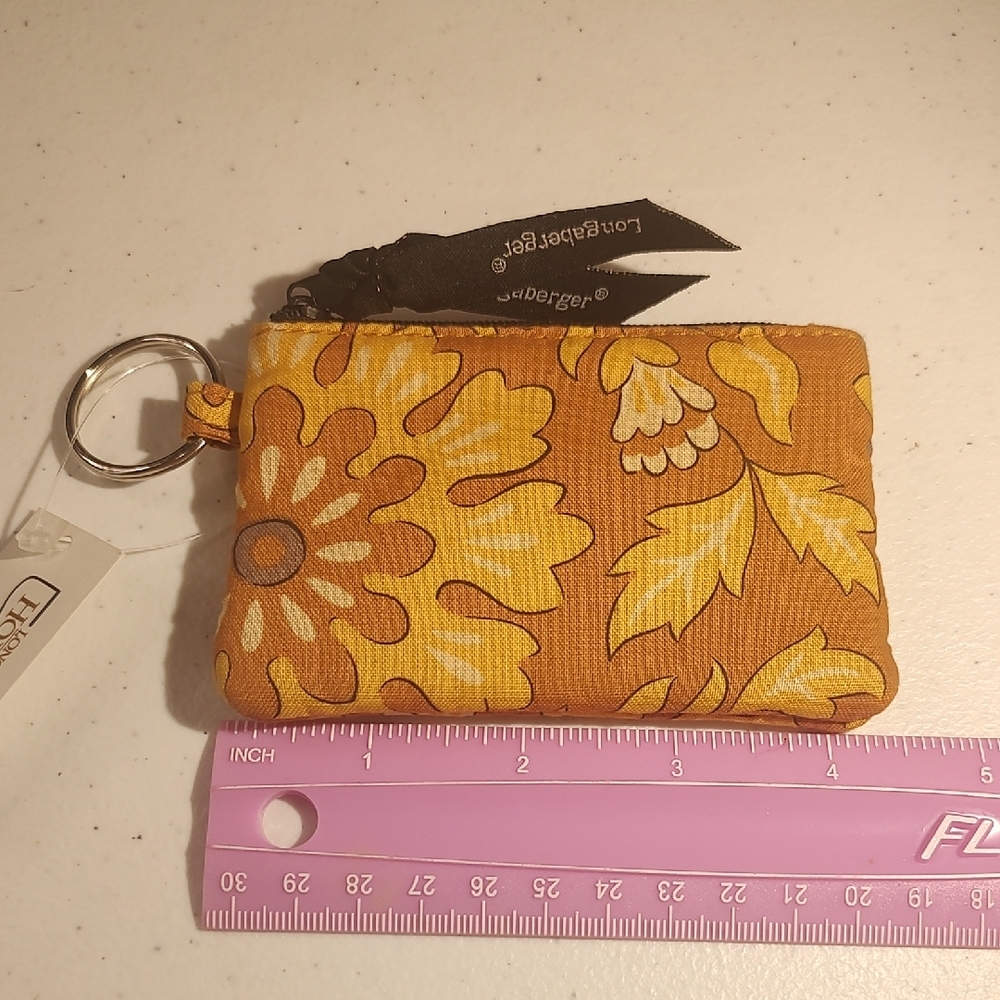 Longaberger Autumn Fields Mustard Floral Coin Pouch